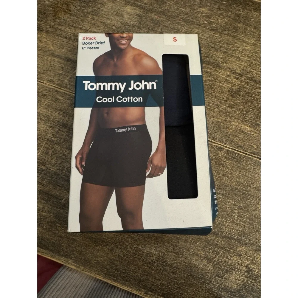 Tommy John Cool Cotton 6 Inch Boxer Briefs Navy and Black - 2‎ Pack Size Small